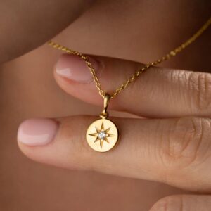 Gümüş Gold Minimal Yıldız Kadın Kolye