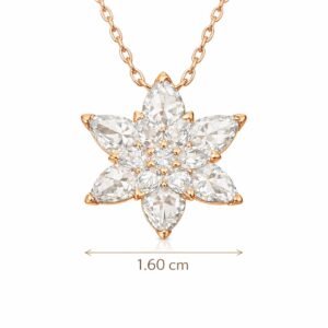 Gümüş Rose Beyaz Lotus Çiçeği Kolye