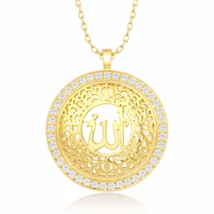 Gümüş Gold Allah Yazılı Kadın Kolye