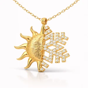 Gümüş Gold Güneş Kartanesi Bayan Kolye